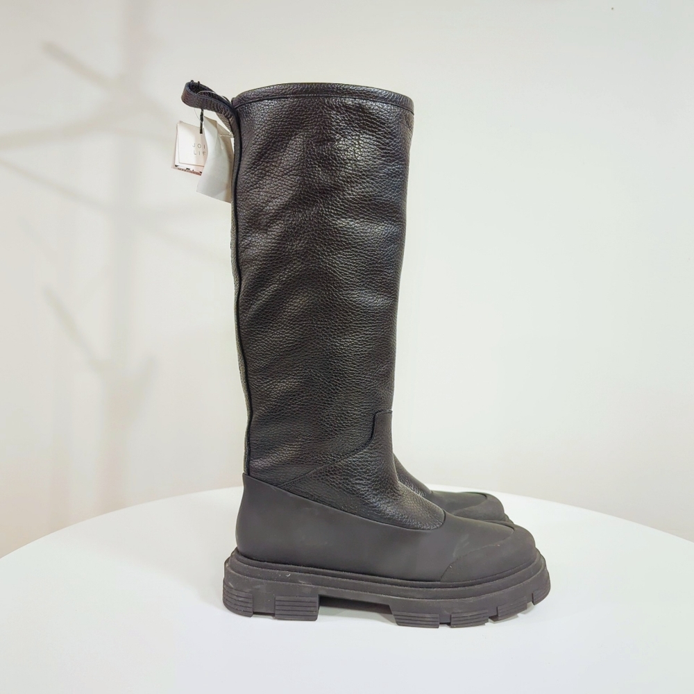 Zara 39 leather boots faux shearling lined
